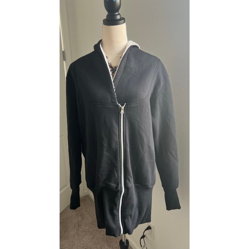 Juicy‎ Trendz Black Double Zip Fleece Casual Hoodie Sweatshirt Jacket Coat Sz XL